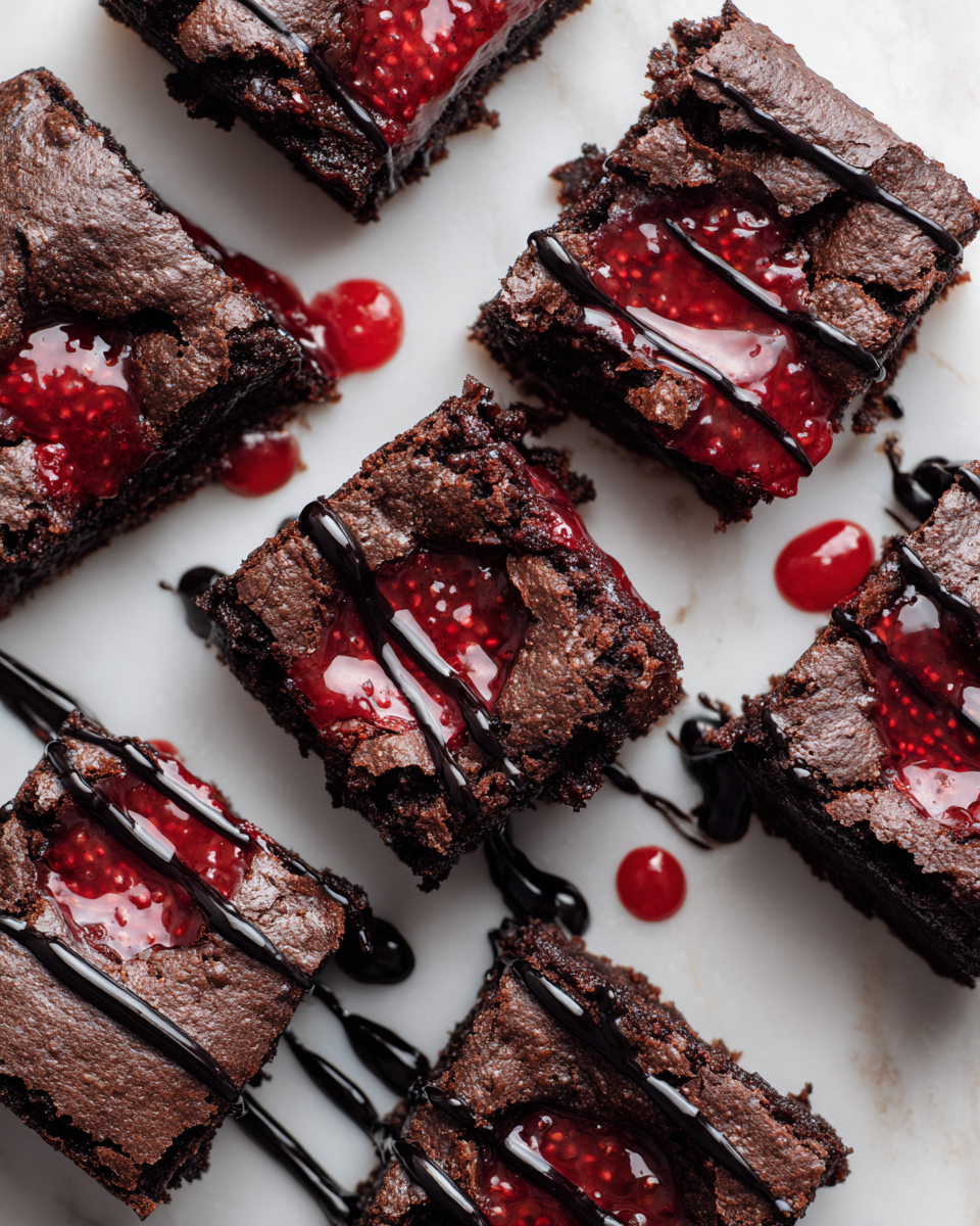 Brownies spettrali con marmellata di lamponi, ricetta Halloween