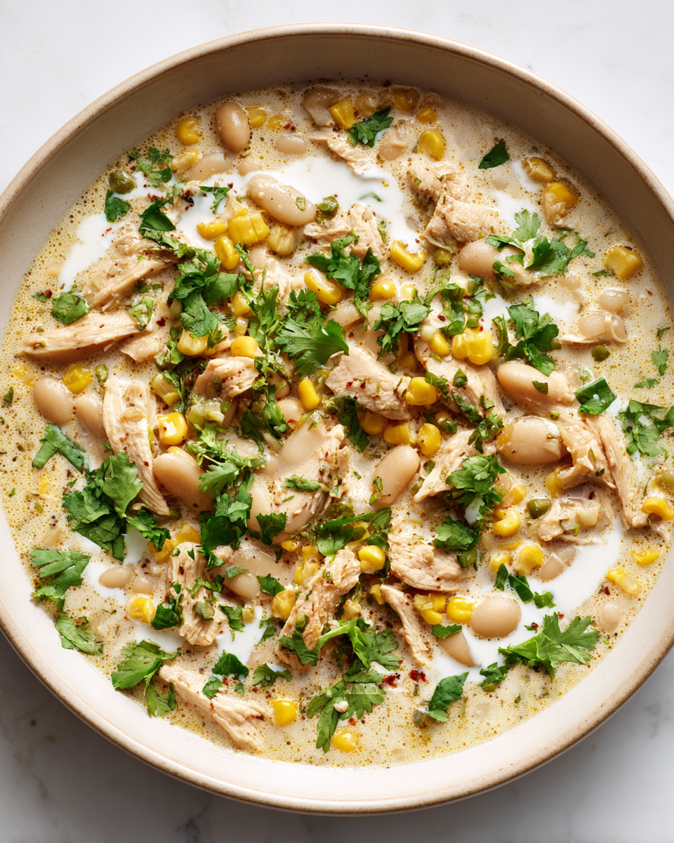 Il Comfort del Chili Bianco Cremoso per le Serate d'Autunno Delizioso chili bianco cremoso per le serate autunnali in Italia con pollo e spezie, perfetto per riscaldare il cuore.