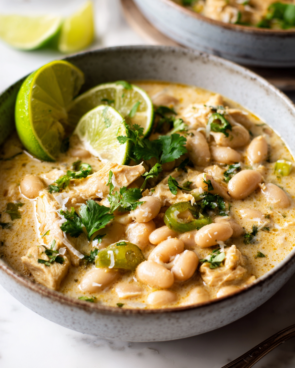 Cremoso Chili Bianco di Pollo per le Serate Autunnali Chili bianco di pollo con crema e spezie - ricetta autunnale