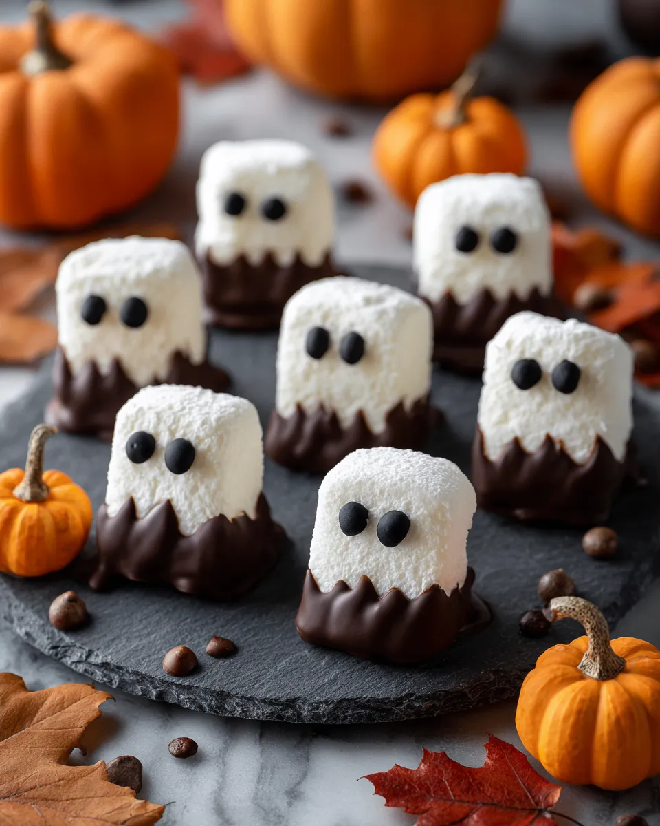 Fantasmini di Marshmallow per Halloween Fantasmini di Marshmallow decorati per Halloween