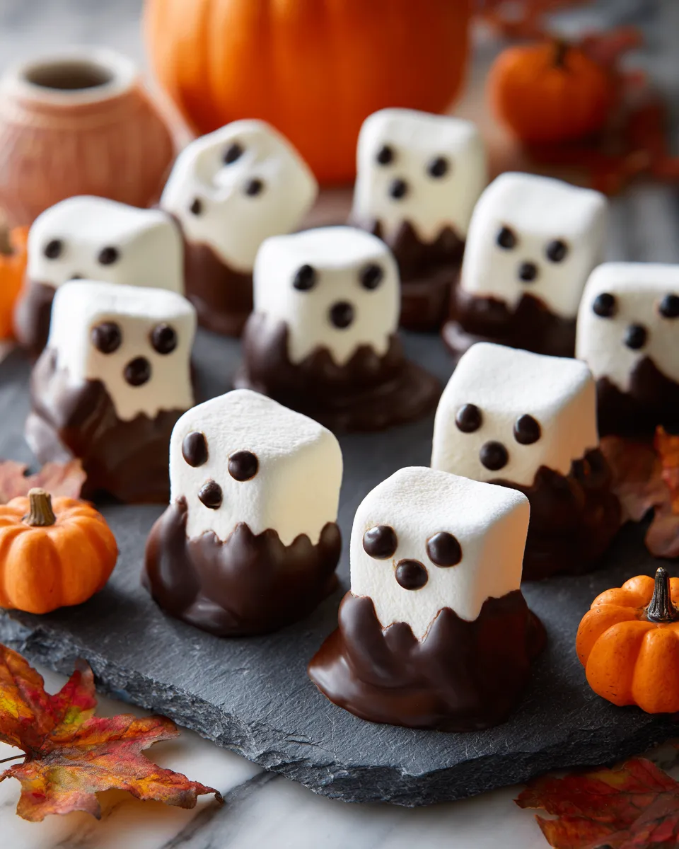 Fantasmini di Marshmallow per Halloween Fantasmini di Marshmallow decorati per Halloween