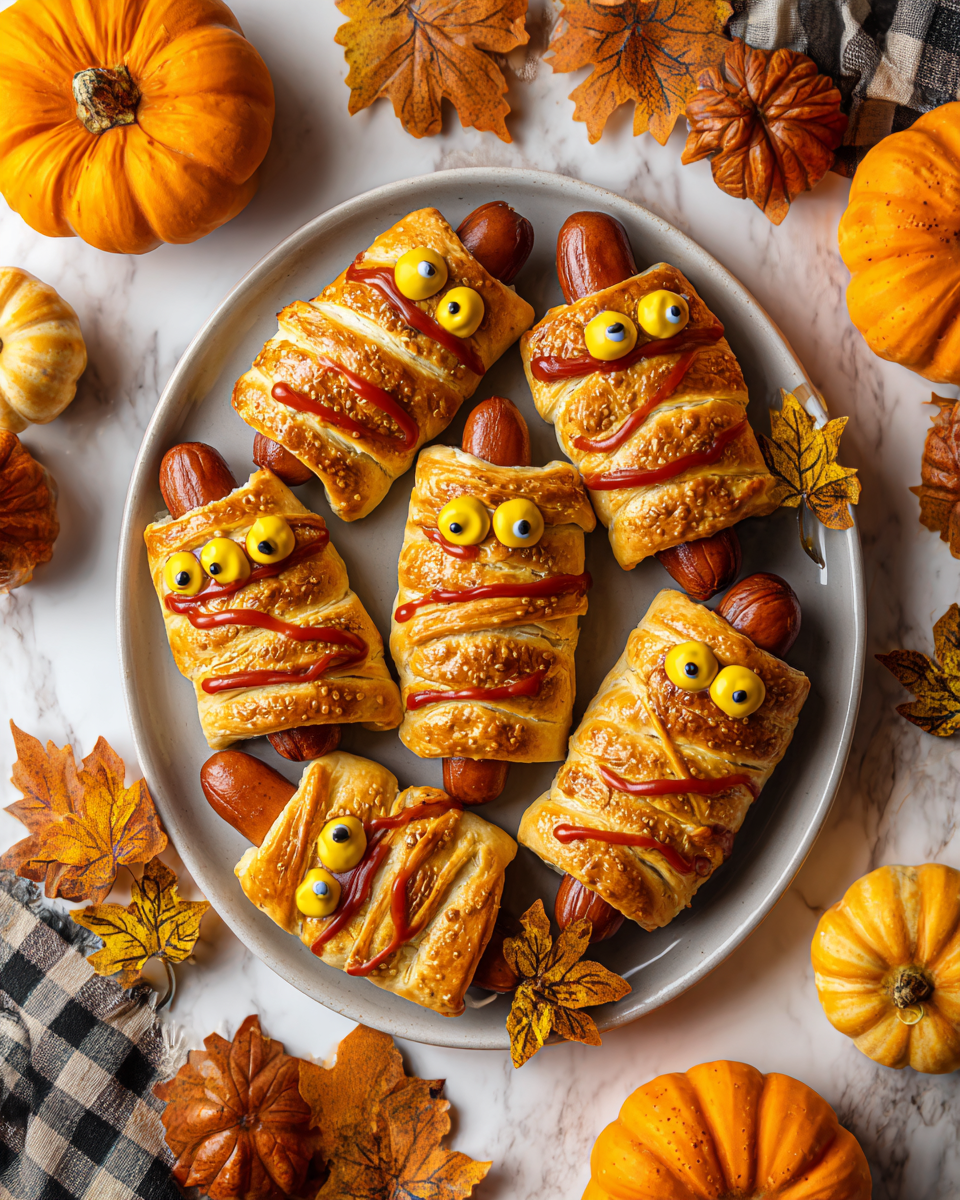 Mummy Hot Dogs: Spuntini Festivi per Halloween Mummy Hot Dogs: ricetta spettrale per Halloween con hot dog e pasta, perfetti per feste e divertimento in famiglia.