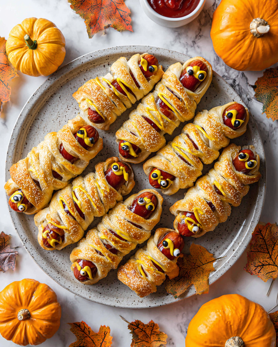 Mummy Hot Dogs: Spuntini Festivi per Halloween Mummy Hot Dogs: ricetta spettrale per Halloween con hot dog e pasta, perfetti per feste e divertimento in famiglia.