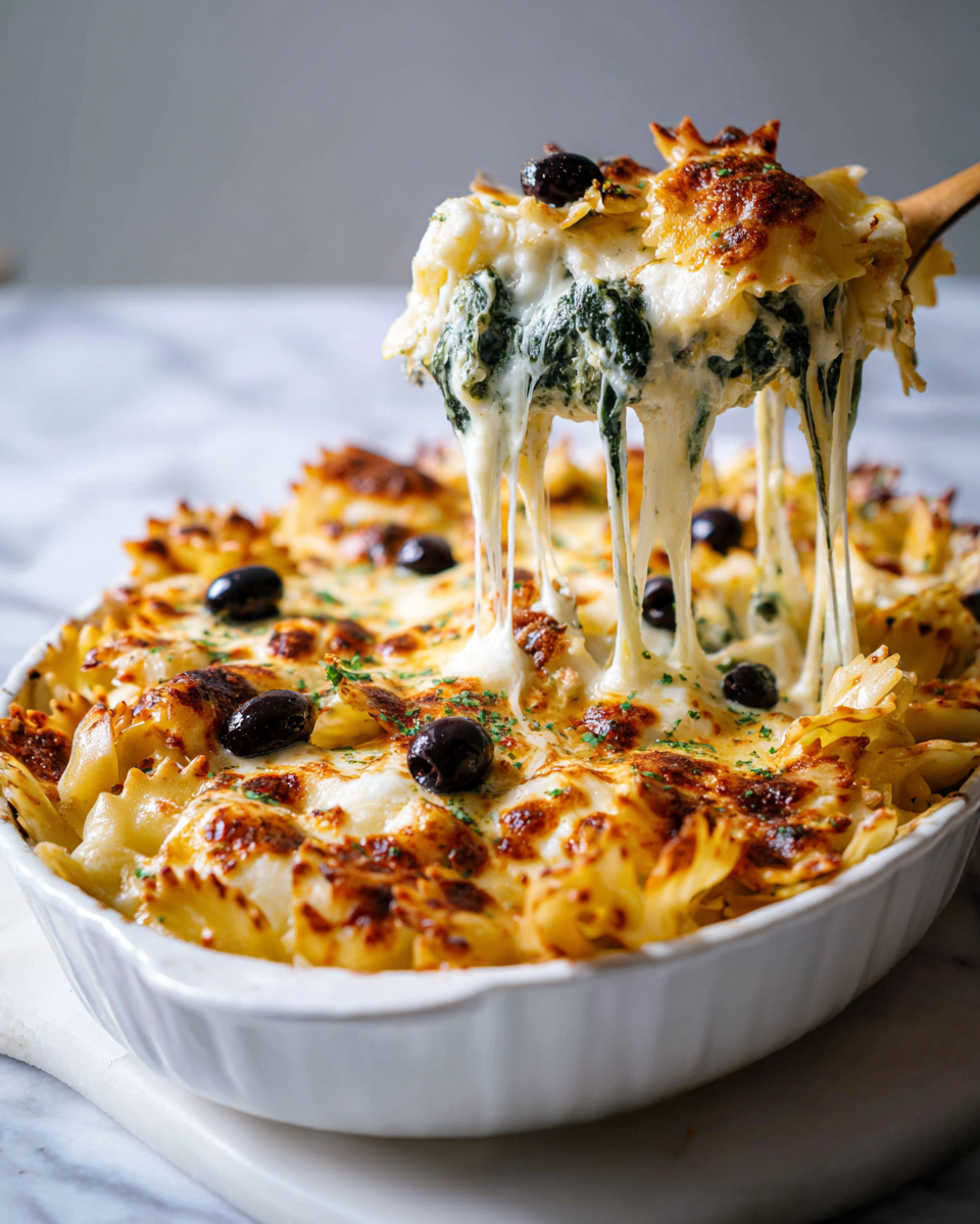 Pasta di Halloween cremosa con formaggi e spinaci, piatto autunnale facile da preparare.