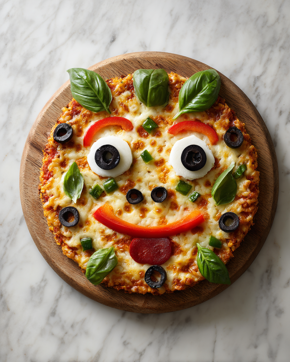 Pizza Faccia da Mostro: Divertiti e Gusta! Pizza Faccia da Mostro con ingredienti freschi, divertente per Halloween
