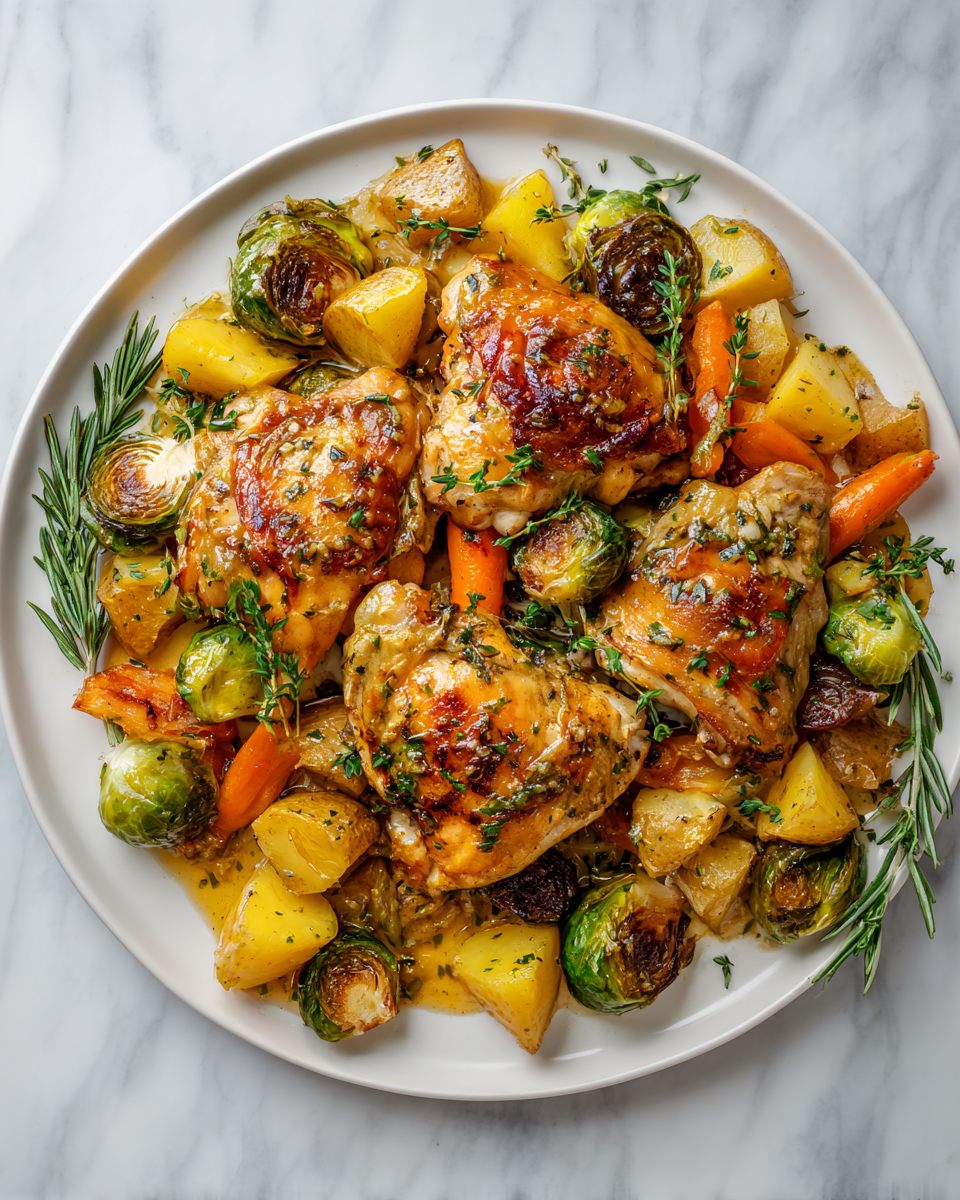 Delizioso Pollo all'Aglio Arrosto con Verdure Pollo all'aglio arrosto con burro alle erbe e verdure