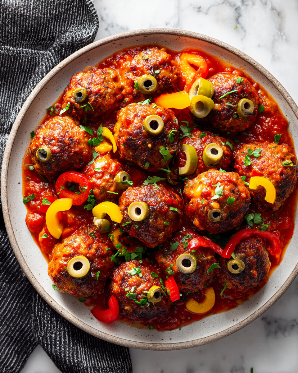 Deliziose polpette mostruose per Halloween, facili da preparare e divertenti per i più piccoli. Ricetta italiana da condividere!