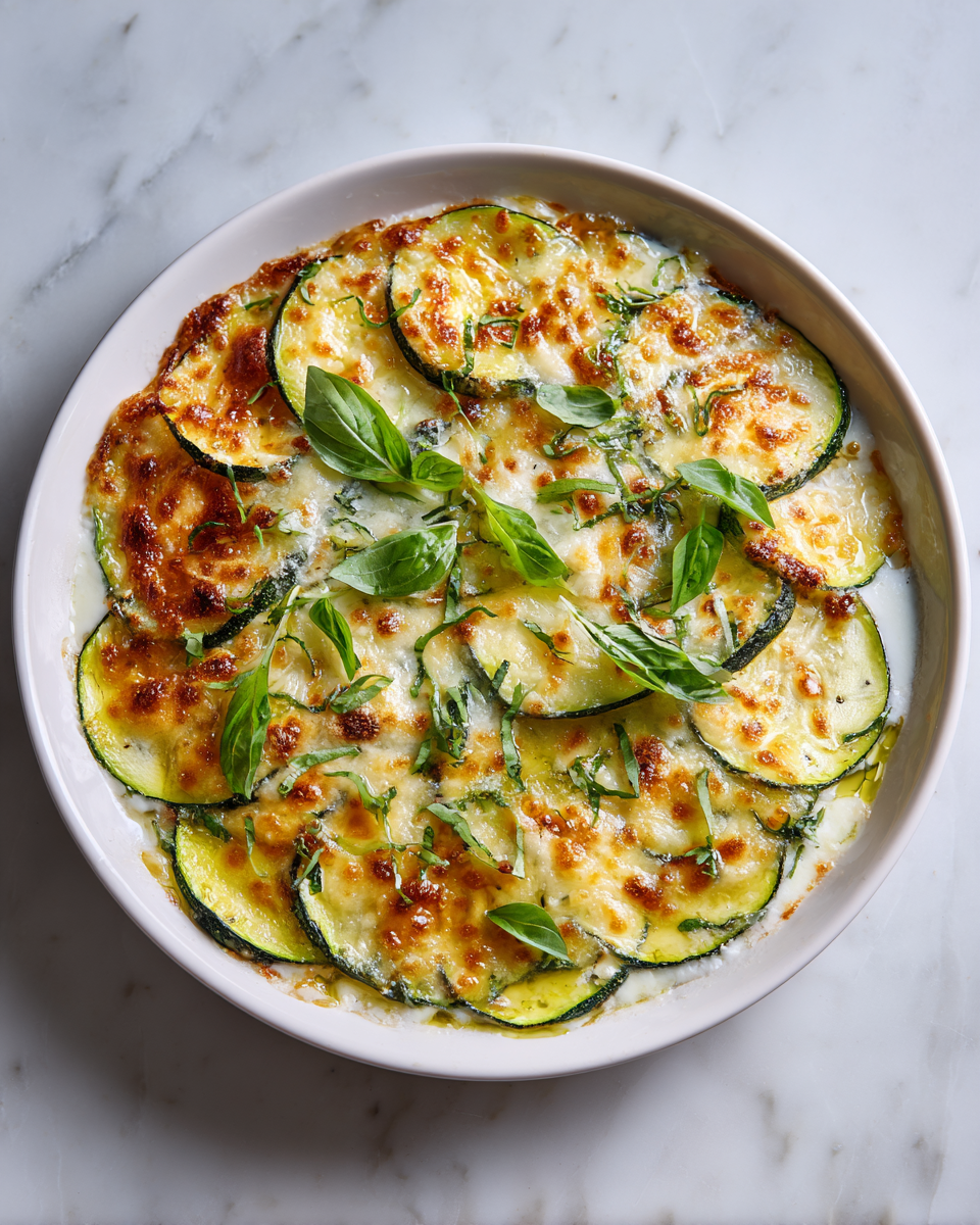 Squisiti Zucchini Scalloppati per l'Estate Zucchini scalloppati al forno con mozzarella e parmigiano, un piatto estivo fresco e semplice da preparare.