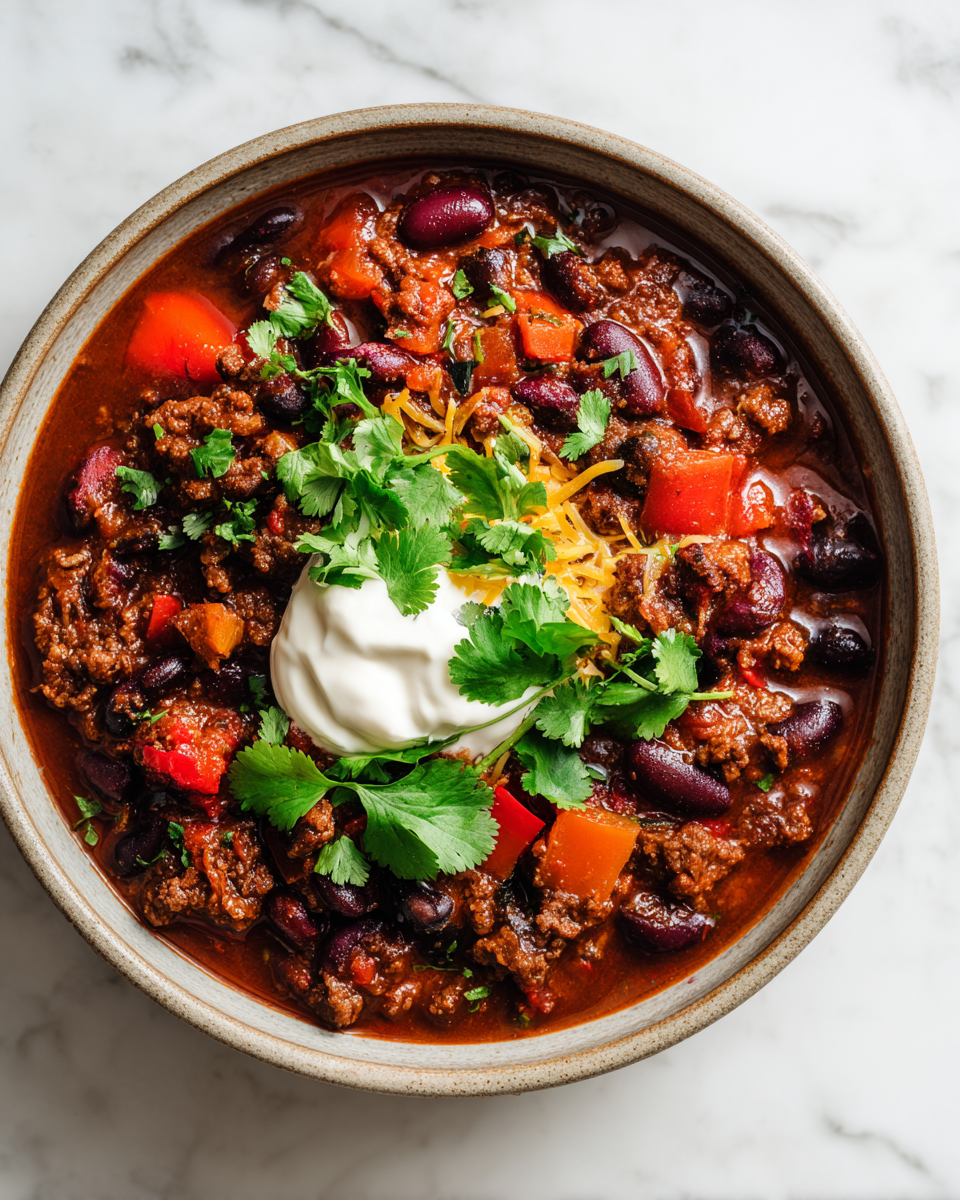 Cucina il Migliore Chili di Manzo in Crockpot Chili di Manzo in Crockpot con fagioli e spezie, un piatto perfetto per l'autunno.