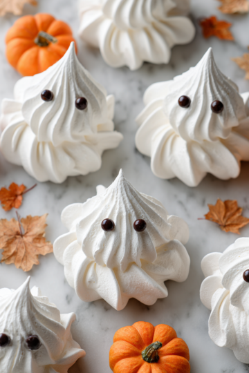 Deliziose Meringhe Fantasma per Halloween Meringhe fantasma spettrali decorate per Halloween