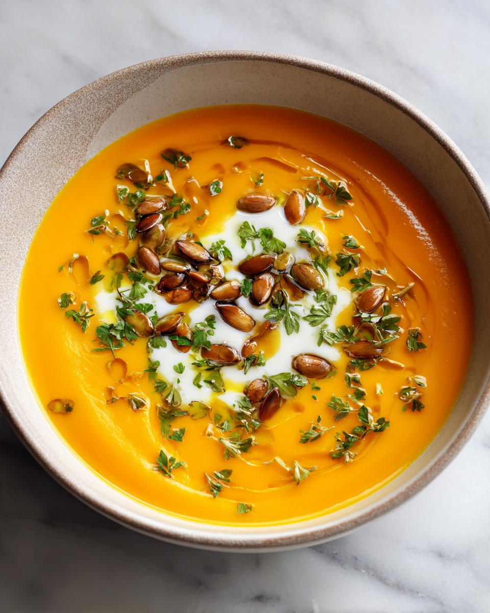 Deliziosa Crema di Zucca Butternut per le Fresche Serate Autunnali Crema di zucca butternut calda e cremosa, perfetta per l'autunno con ingredienti freschi e ricette semplici.