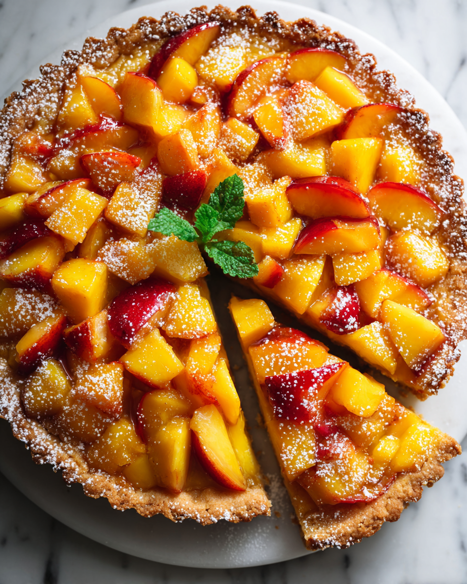 Crostata di pesche e mango estiva, dolce e fresca, dessert estivo con frutta, ricetta facili per ogni occasione
