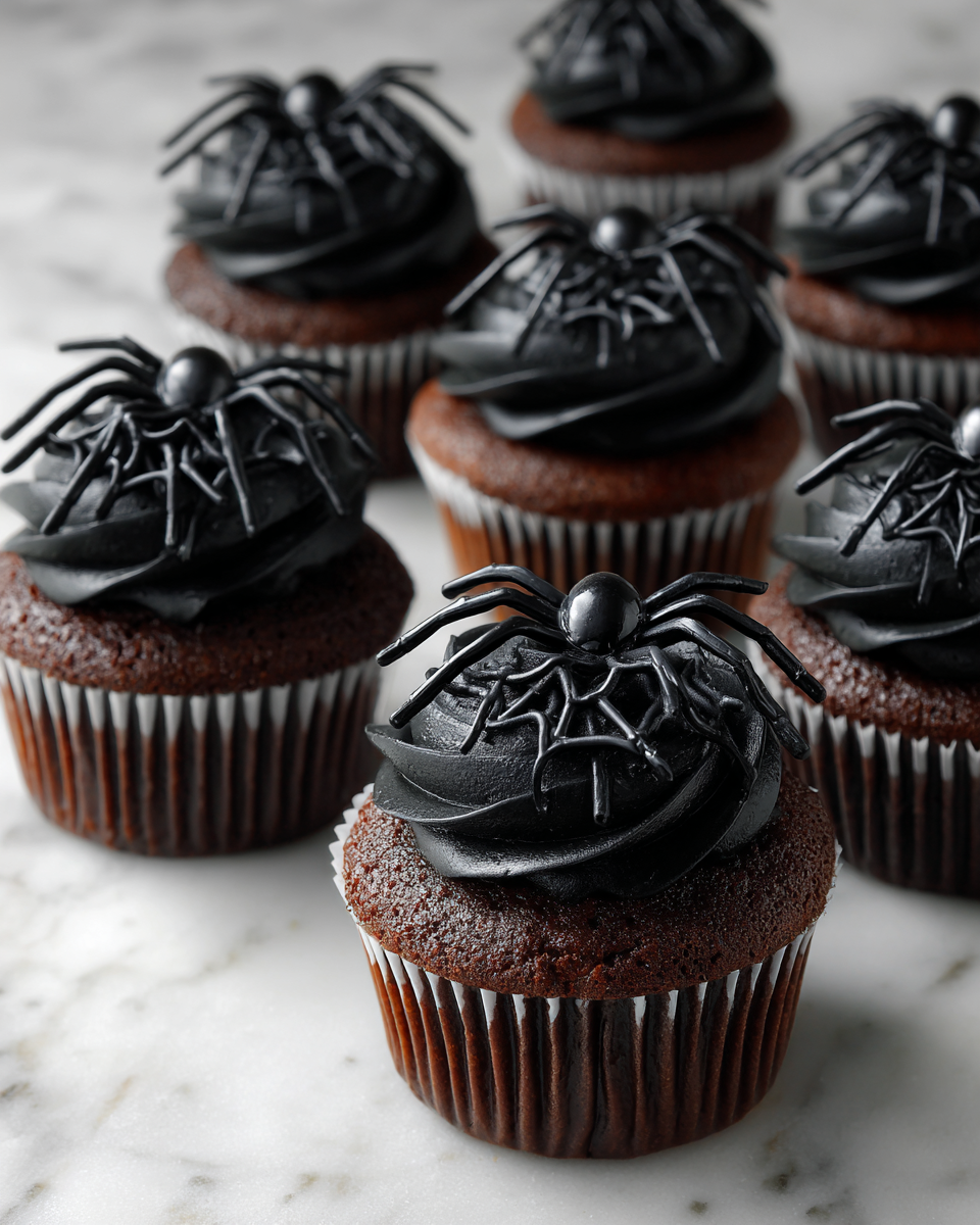 Cupcake a Ragnatela: Dolci di Halloween Cupcake a tema Halloween decorati a forma di ragnatela, perfetti per feste autunnali e deliziosi da gustare.