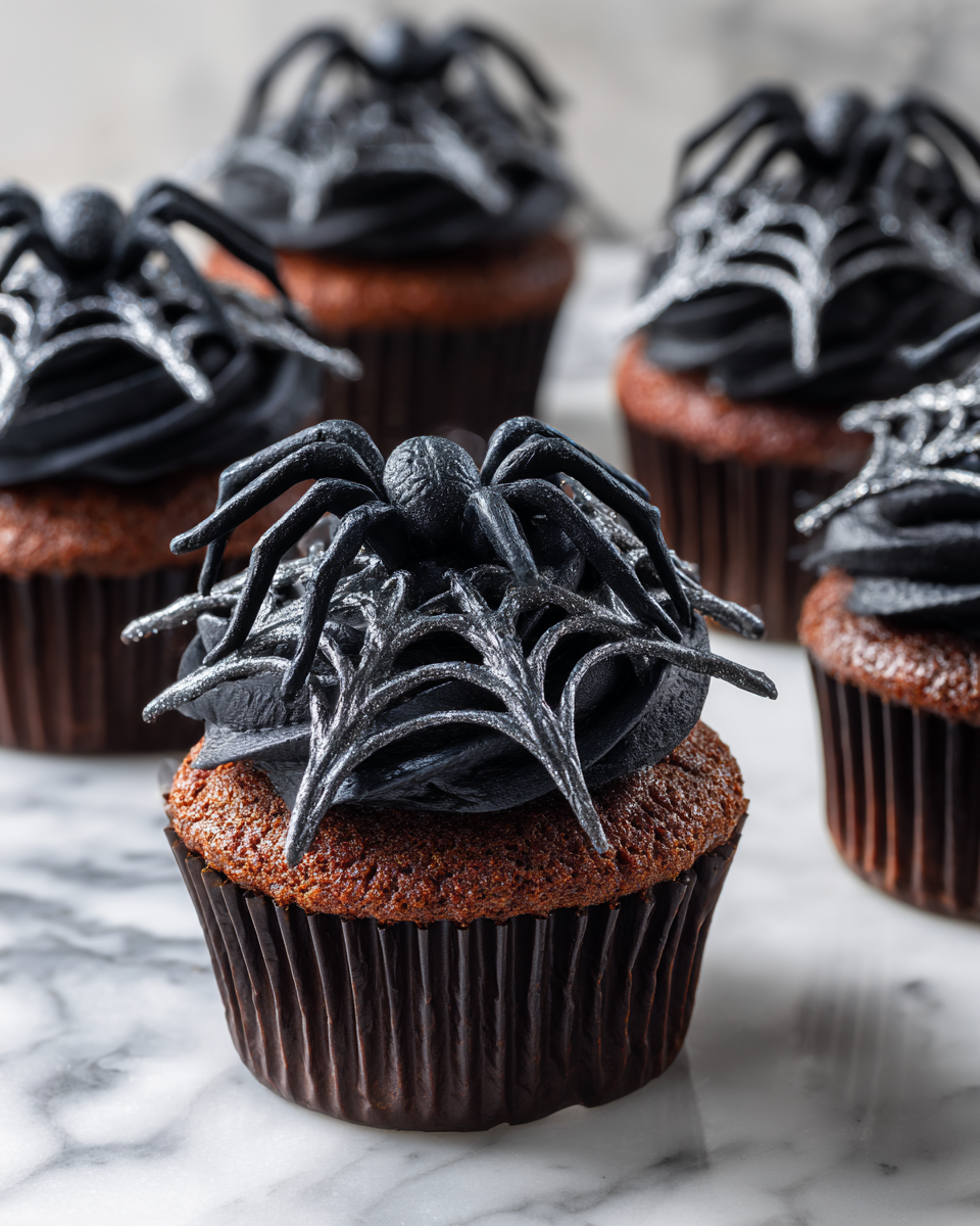 Cupcake a Ragnatela: Dolci di Halloween Cupcake a tema Halloween decorati a forma di ragnatela, perfetti per feste autunnali e deliziosi da gustare.