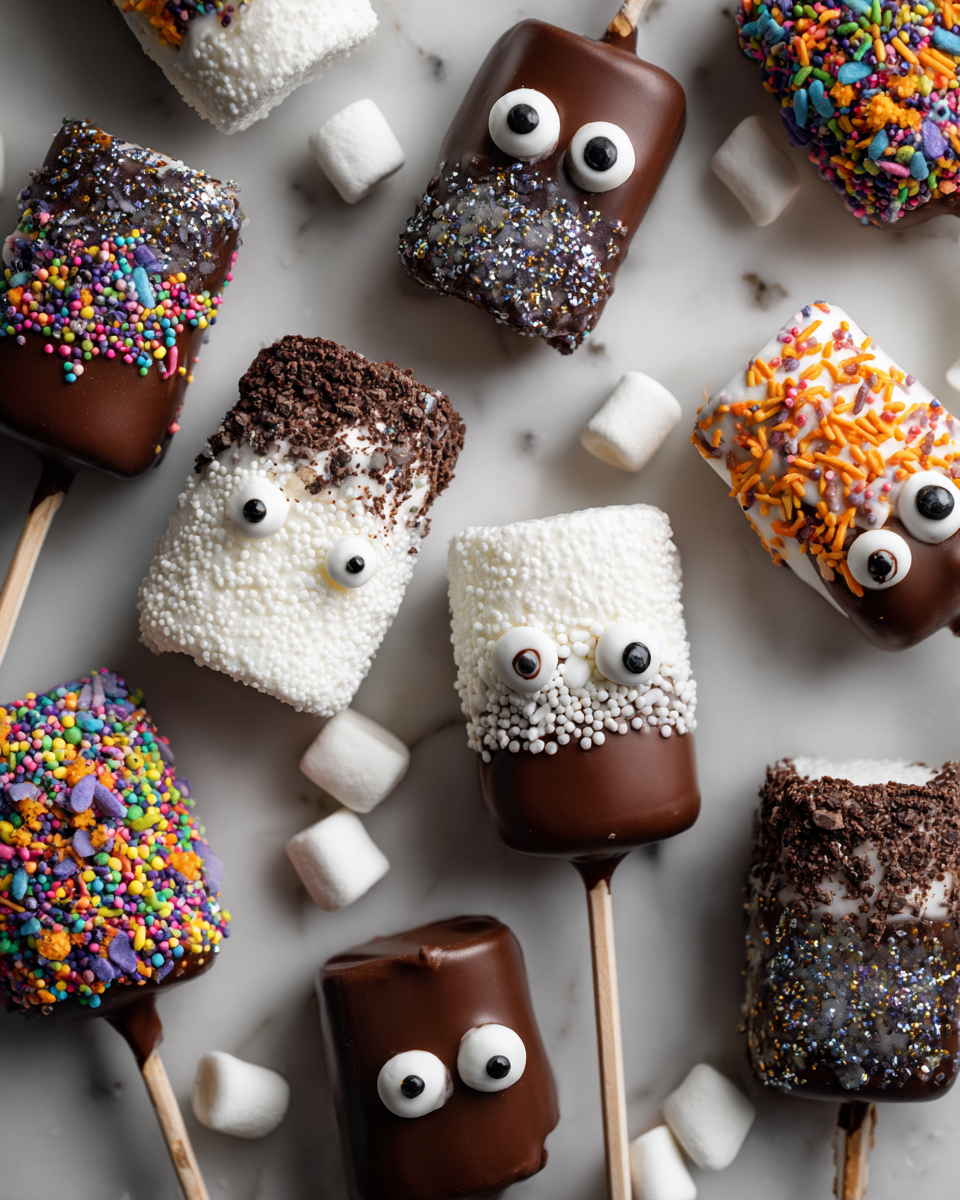 Hocus Pocus Marshmallow Pops decorati per Halloween perfetti per feste di famiglia.