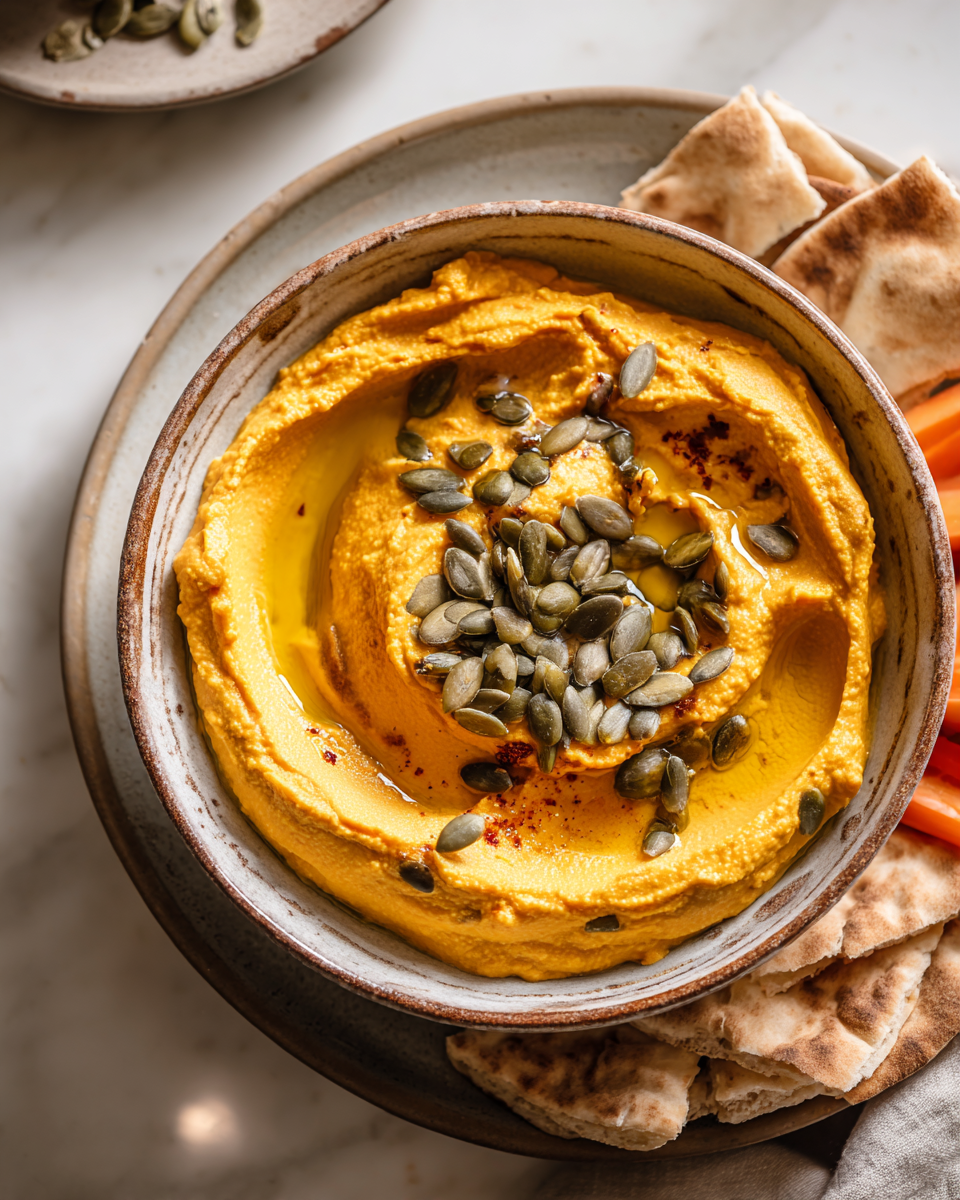 Hummus di zucca speziato ideale per l'autunno