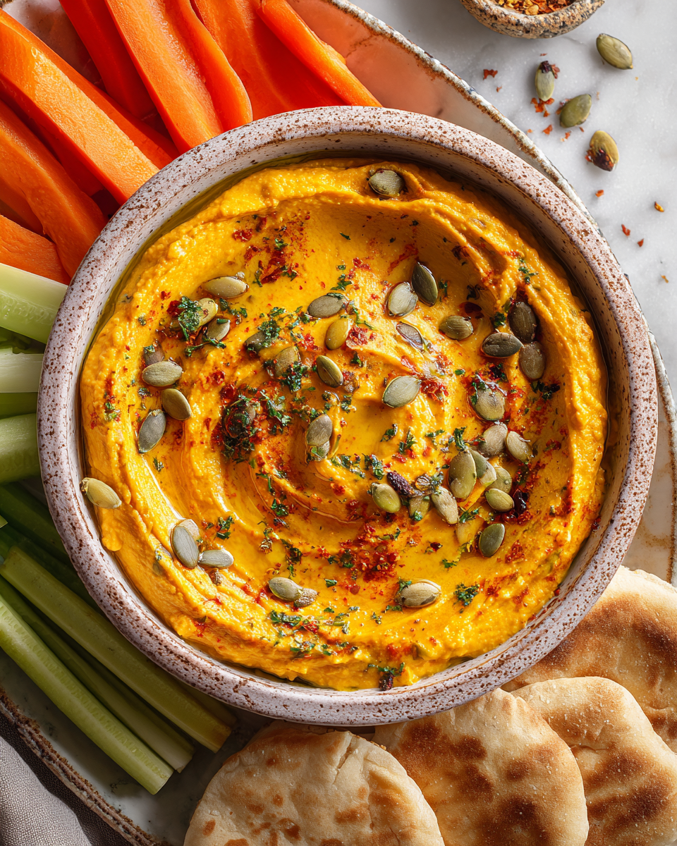 Hummus di zucca speziato ideale per l'autunno