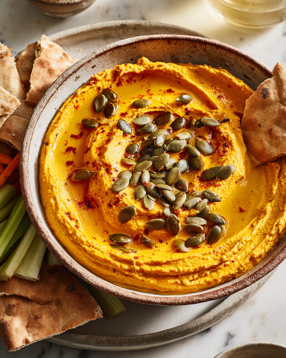Hummus di zucca speziato ideale per l'autunno
