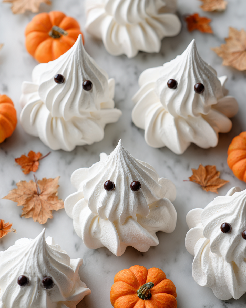 Meringhe fantasma spettrali decorate per Halloween