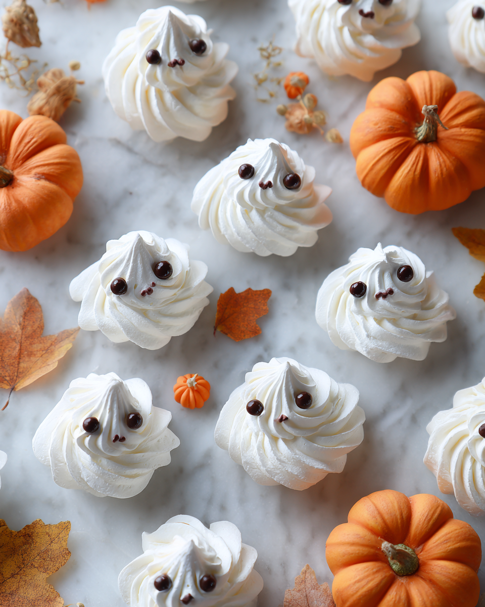 Meringhe fantasma spettrali decorate per Halloween