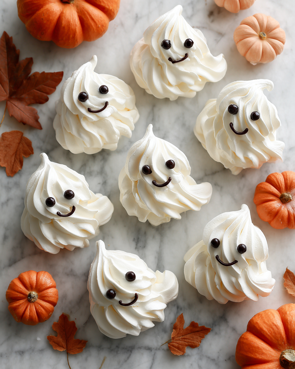 Meringhe fantasma spettrali decorate per Halloween