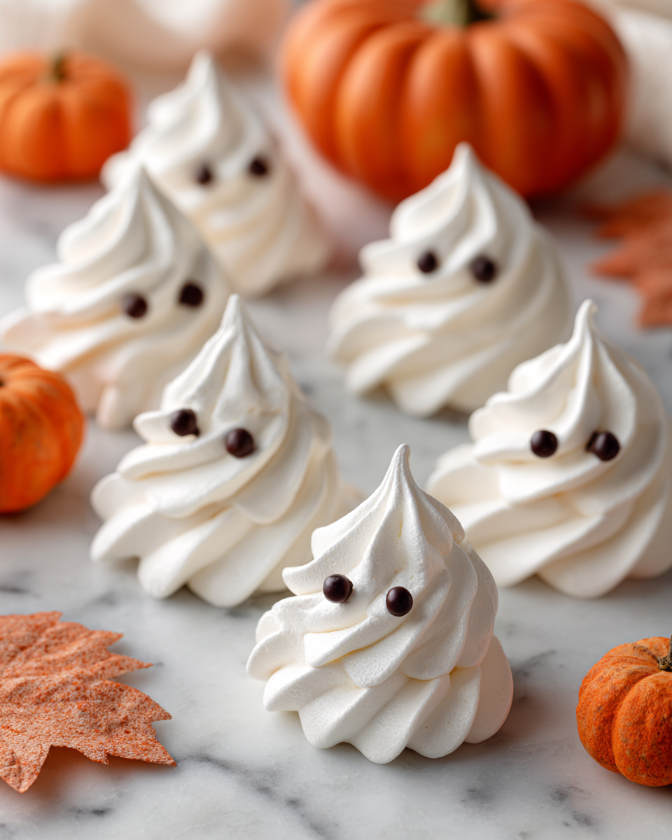 Meringhe fantasma spettrali decorate per Halloween