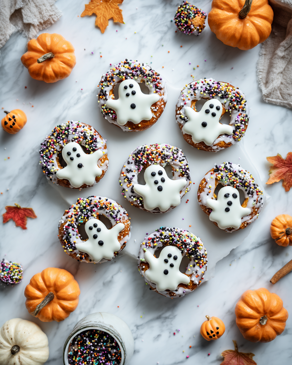 Pretzel fantasma al cioccolato bianco decorati per Halloween.