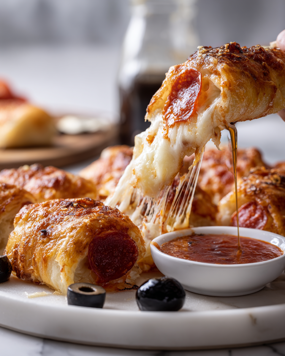 Rotoli a morsi di vampiro halloween, ricetta facile e veloce per feste, snack stuzzicante con mozzarella e pepperoni.