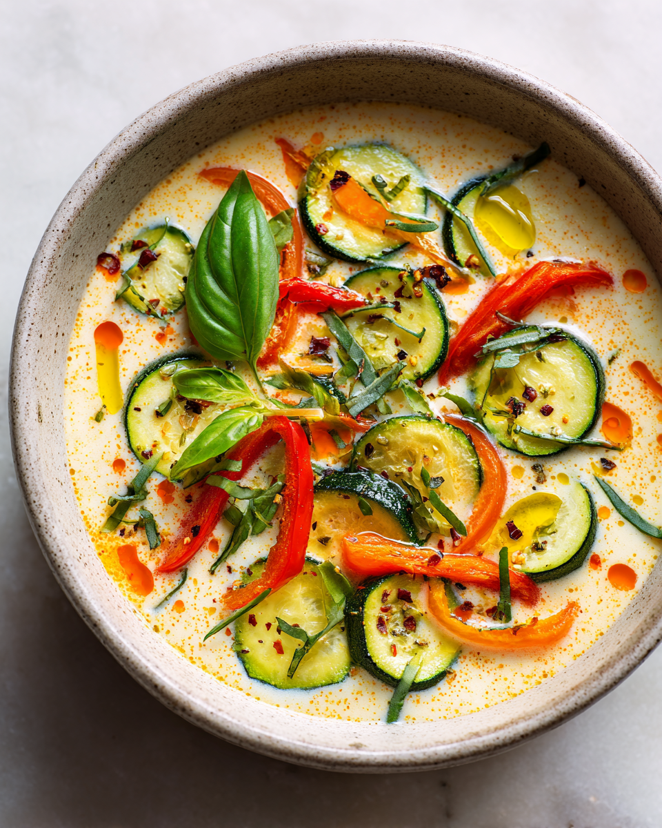 Zuppa Cremosa di Verdure per le Sere d'Autunno Zuppa cremosa di verdure autunnali, un comfort food ricco e nutriente, perfetto per le sere fresche.