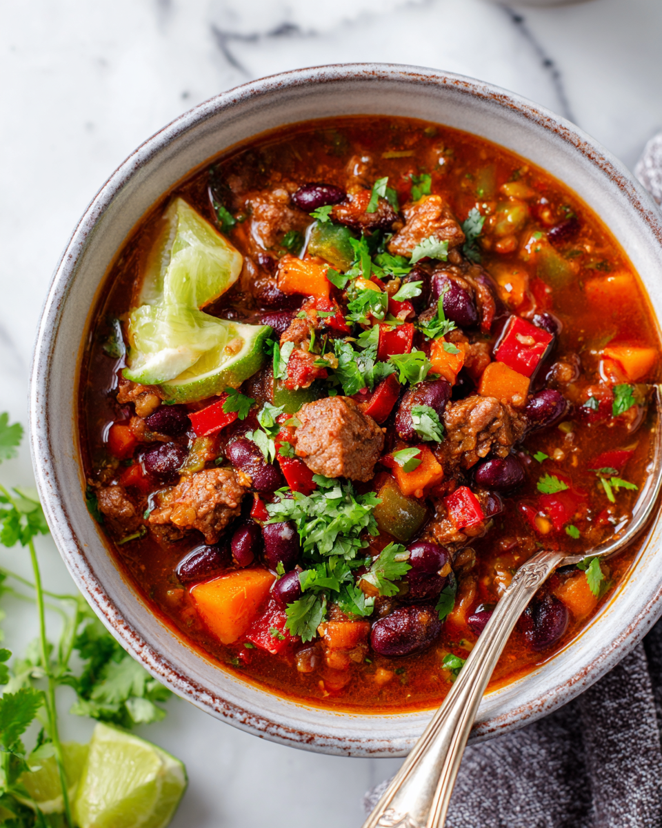 Chili da campionato ricco di carne e aromi, perfetto per le cene autunnali.