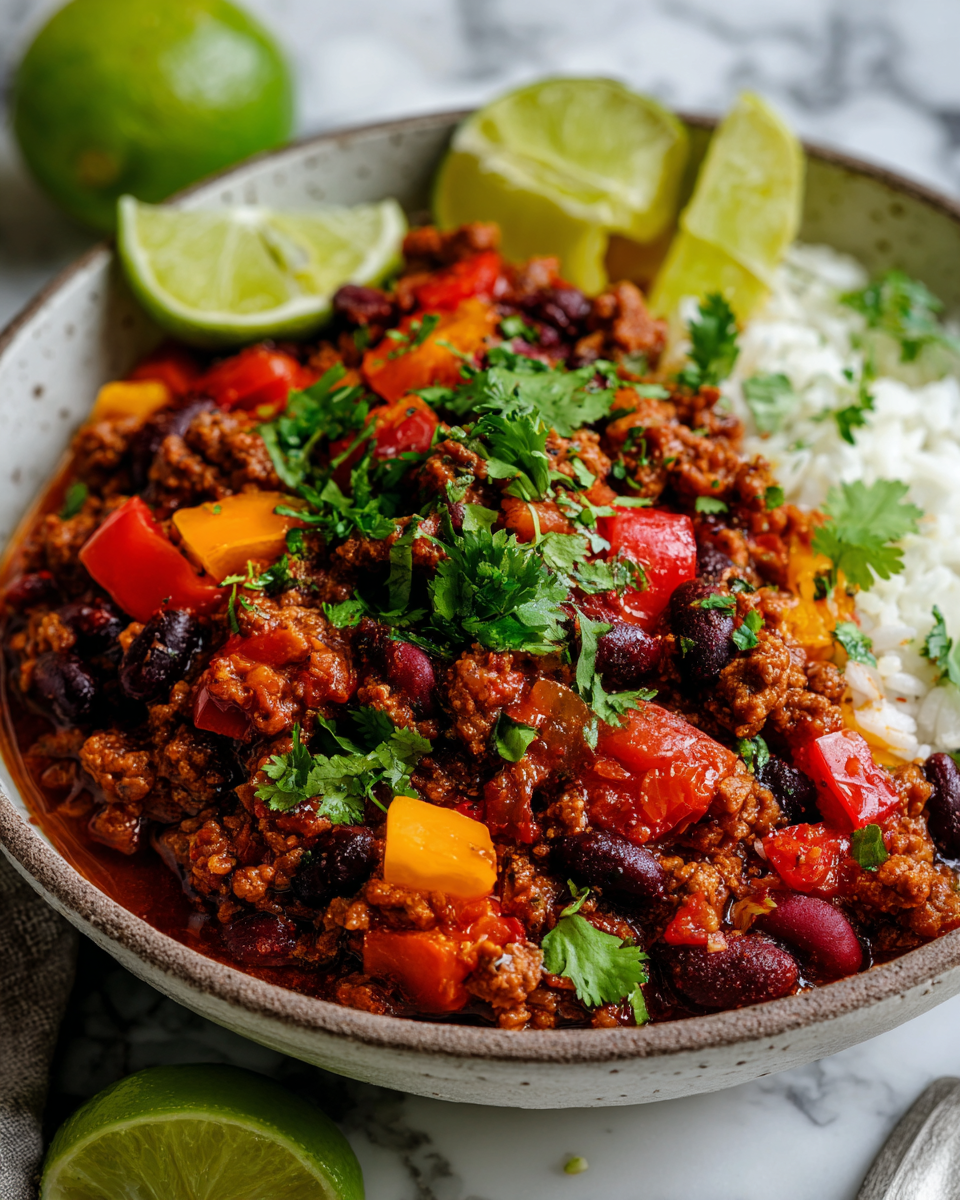 Chili da campionato ricco di carne e aromi, perfetto per le cene autunnali.