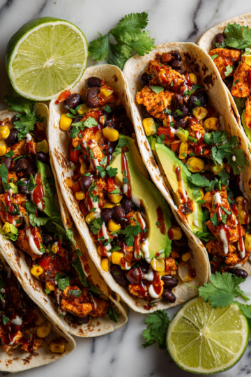 Delizioso Burrito di Pollo Chipotle per le tue Feste Burrito di pollo chipotle con avocado e lime, ideale per feste.