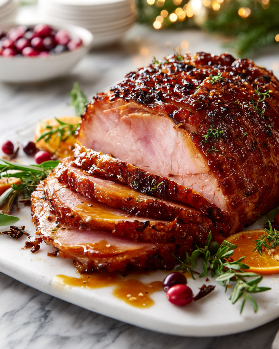 profumato prosciutto glassato per feste con ingredienti freschi e speziati