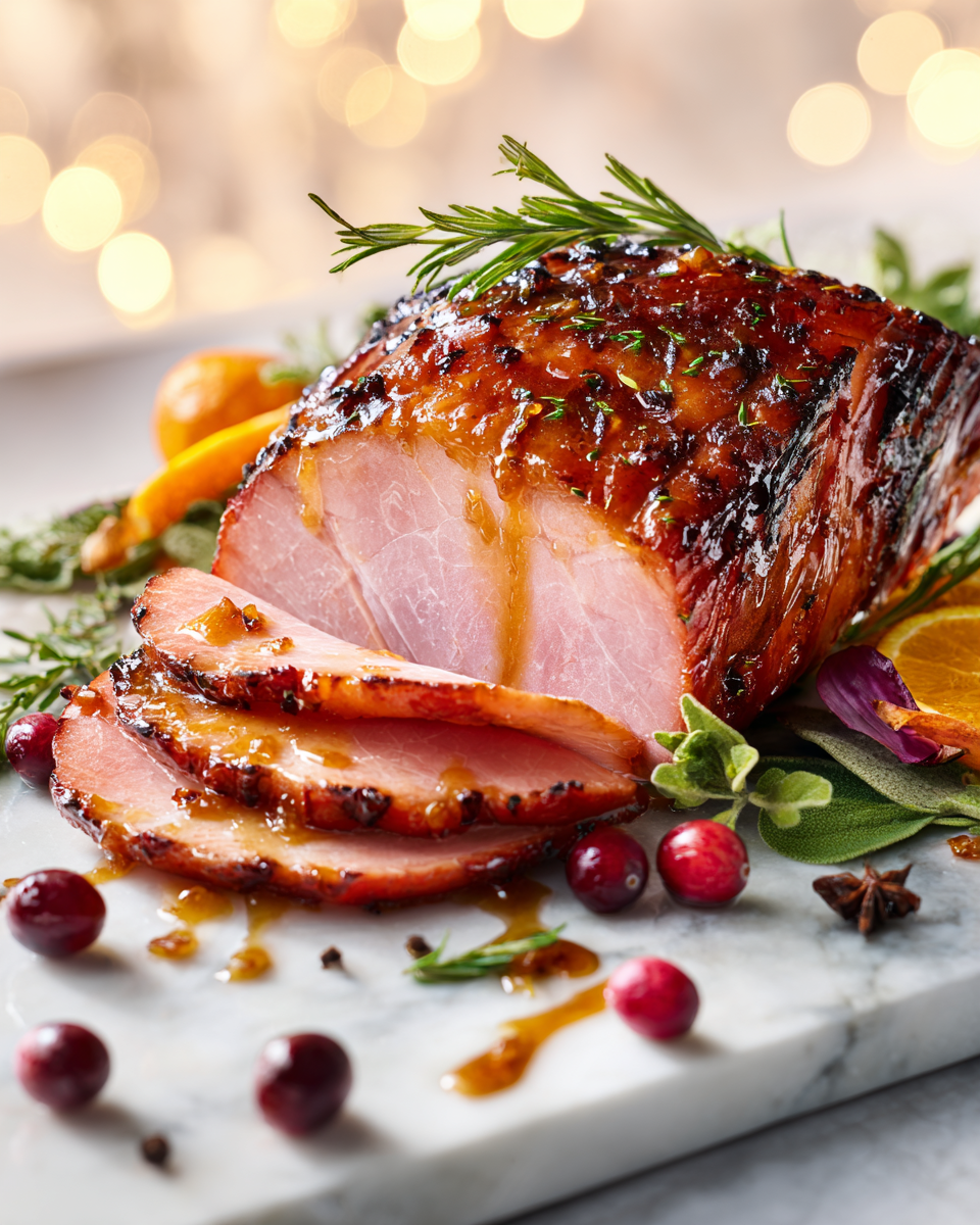 profumato prosciutto glassato per feste con ingredienti freschi e speziati